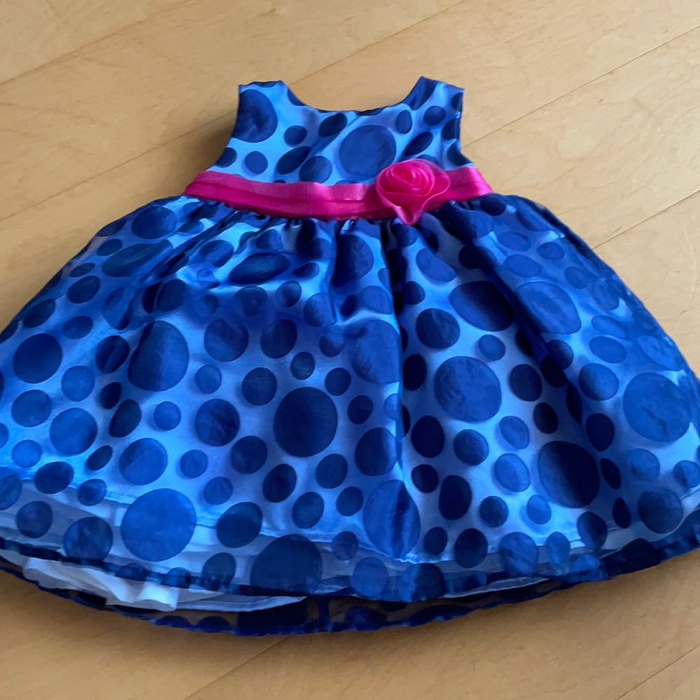Blue Dress with pink bow